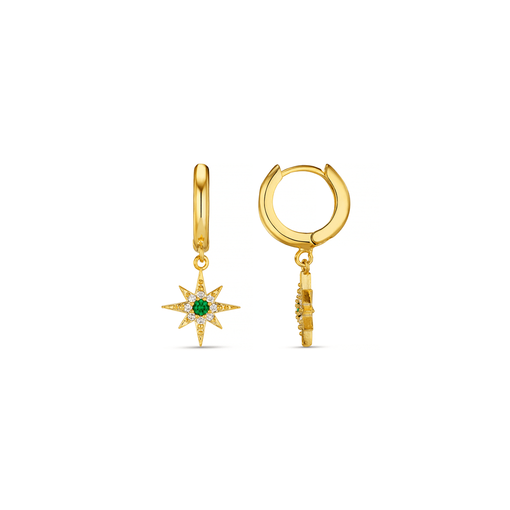 Huggie Hoops Emerald Starburst Pavé Huggie Hoop Earrings Orelia Jewellery