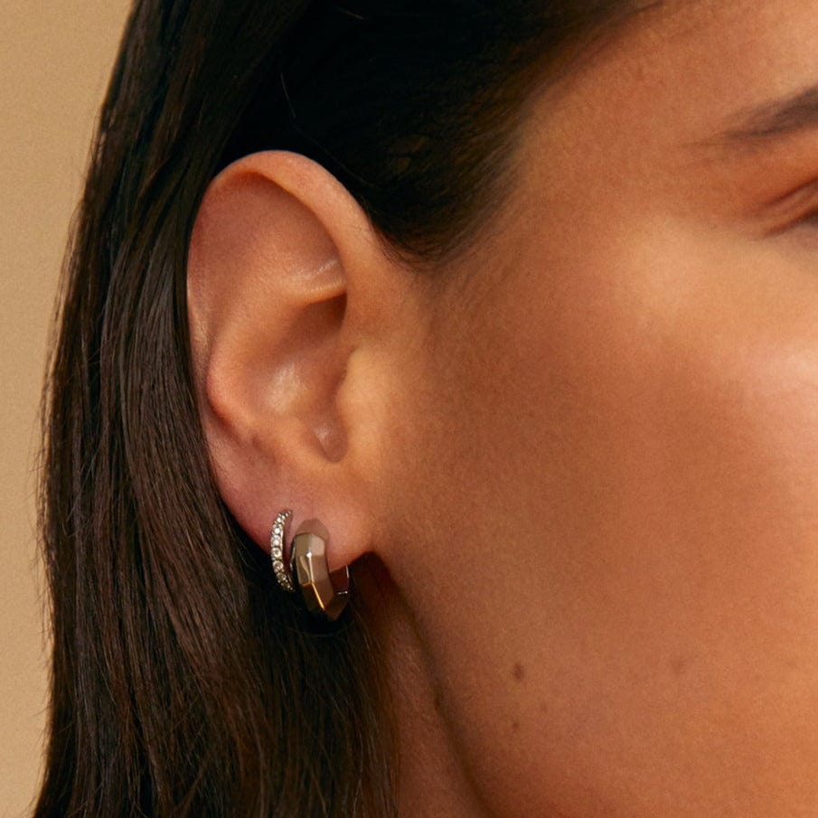 Huggie Hoops LUXE Pavé Huggie Hoop Earrings - Silver Orelia Jewellery
