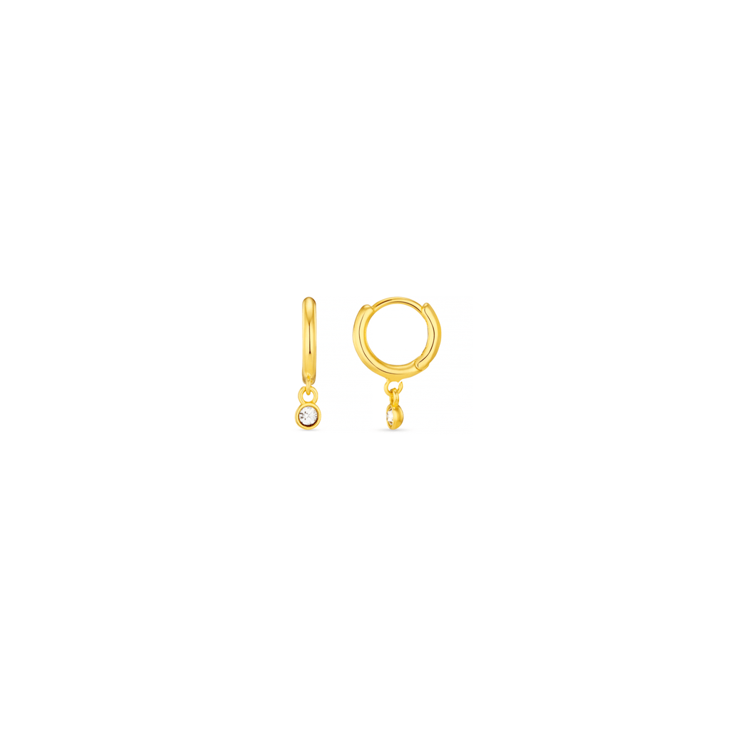 Mini Crystal Drop Micro Hoop Earrings Made With Swarovski® Crystals - Gold