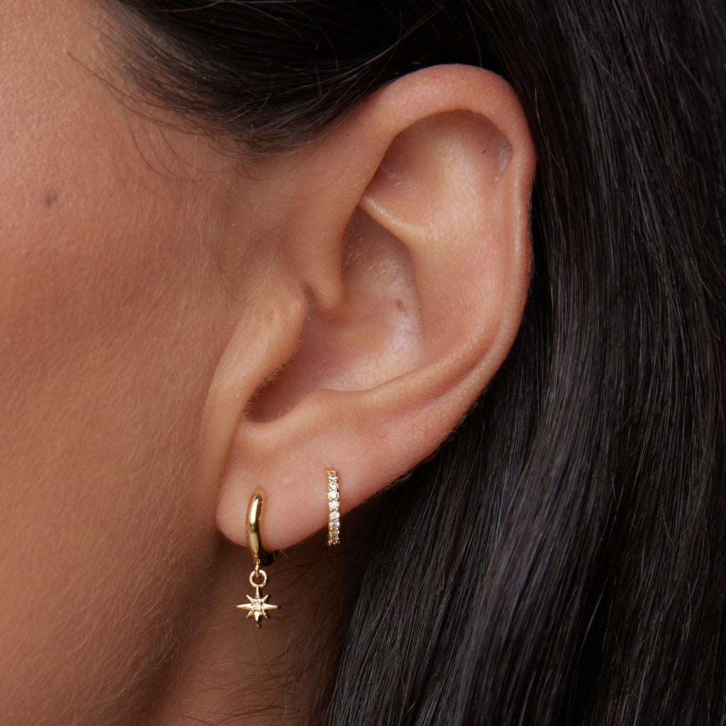 Pavé Mini Micro Hoop Earrings - Gold