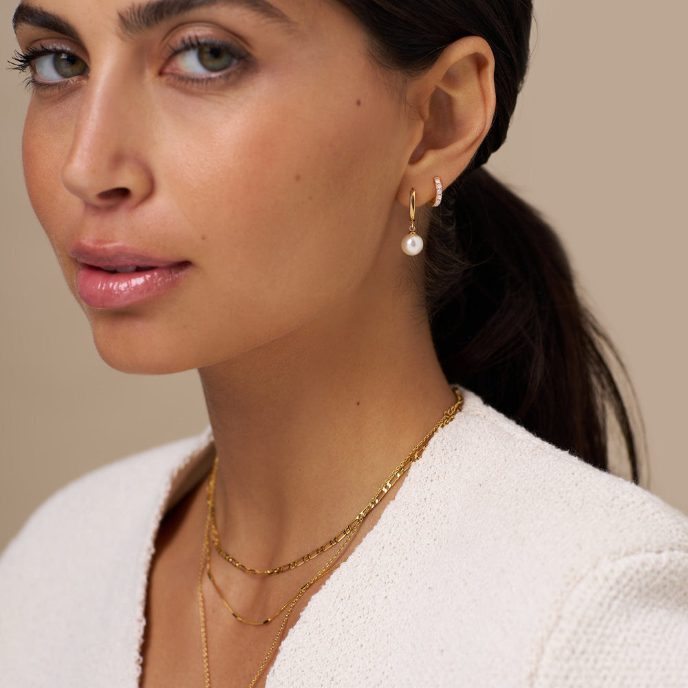 Huggie Hoops Pearl Drop Huggie Hoop Earrings - Gold Orelia Jewellery