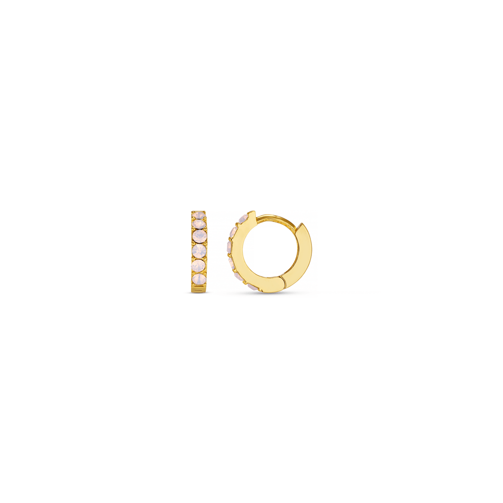 Water Opal Huggie Hoop Earrings Made Swarovski® Crystals Gold