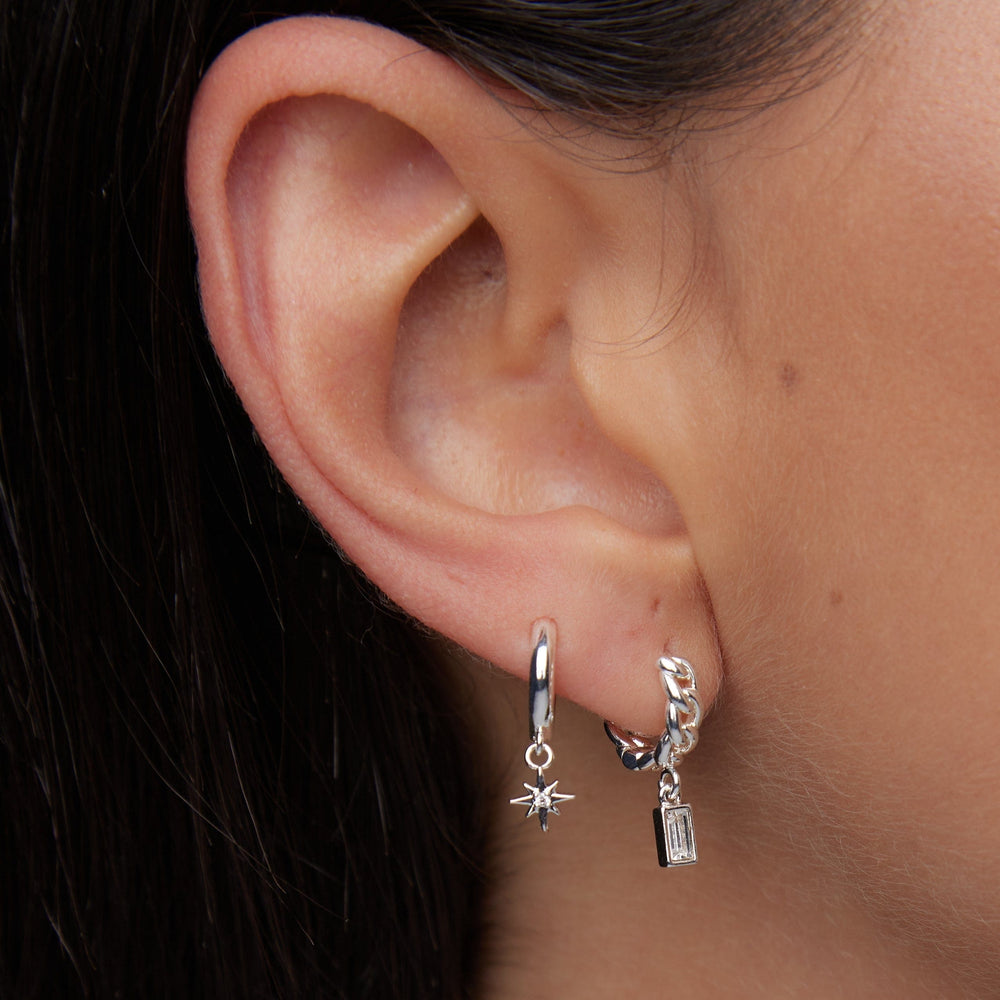 Huggie Hoops Starburst Pavé Micro Huggie Hoop Earrings - Silver Orelia Jewellery