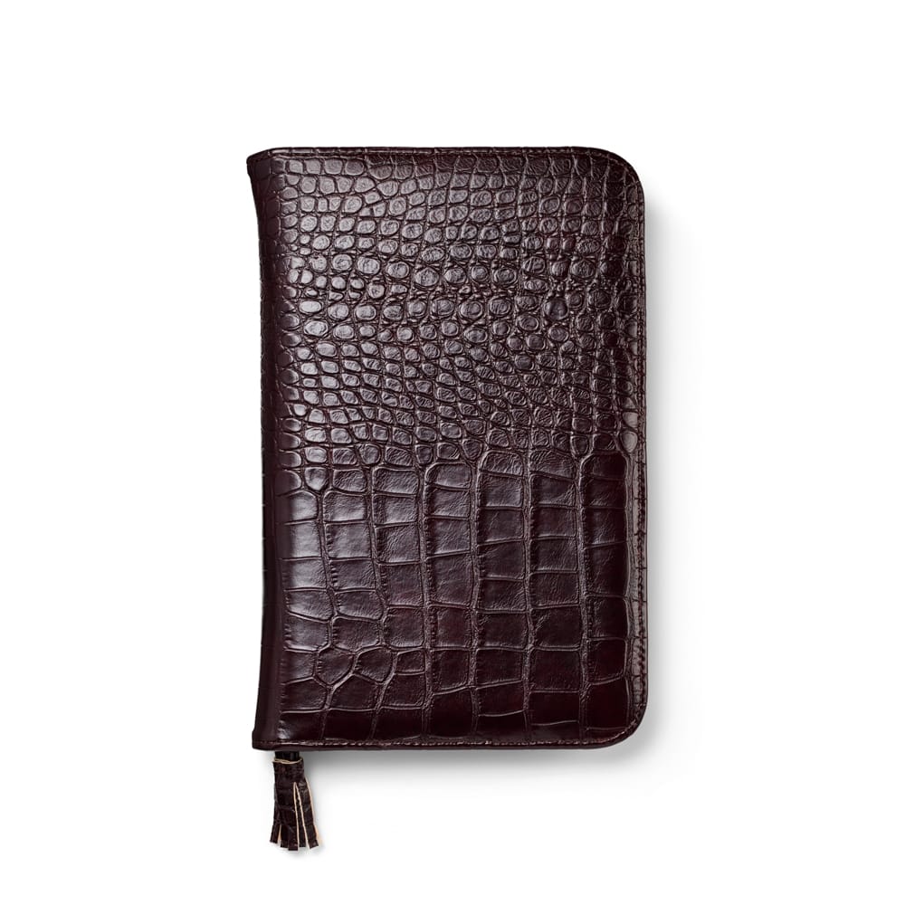 Jewellery Storage Brown Croc-Effect Jewellery Travel Wallet - Large Orelia Jewellery