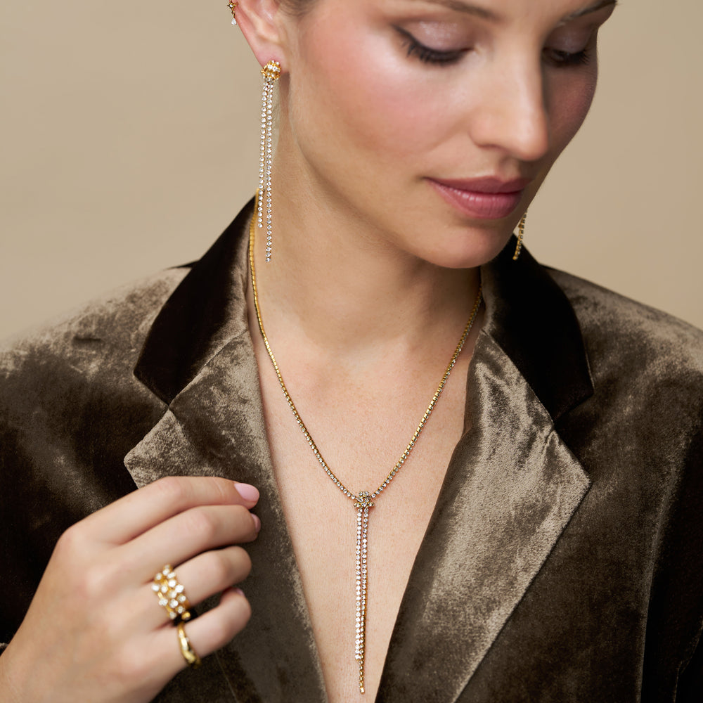Lariat Necklace Crystal Knot Tassel Necklace Orelia Jewellery