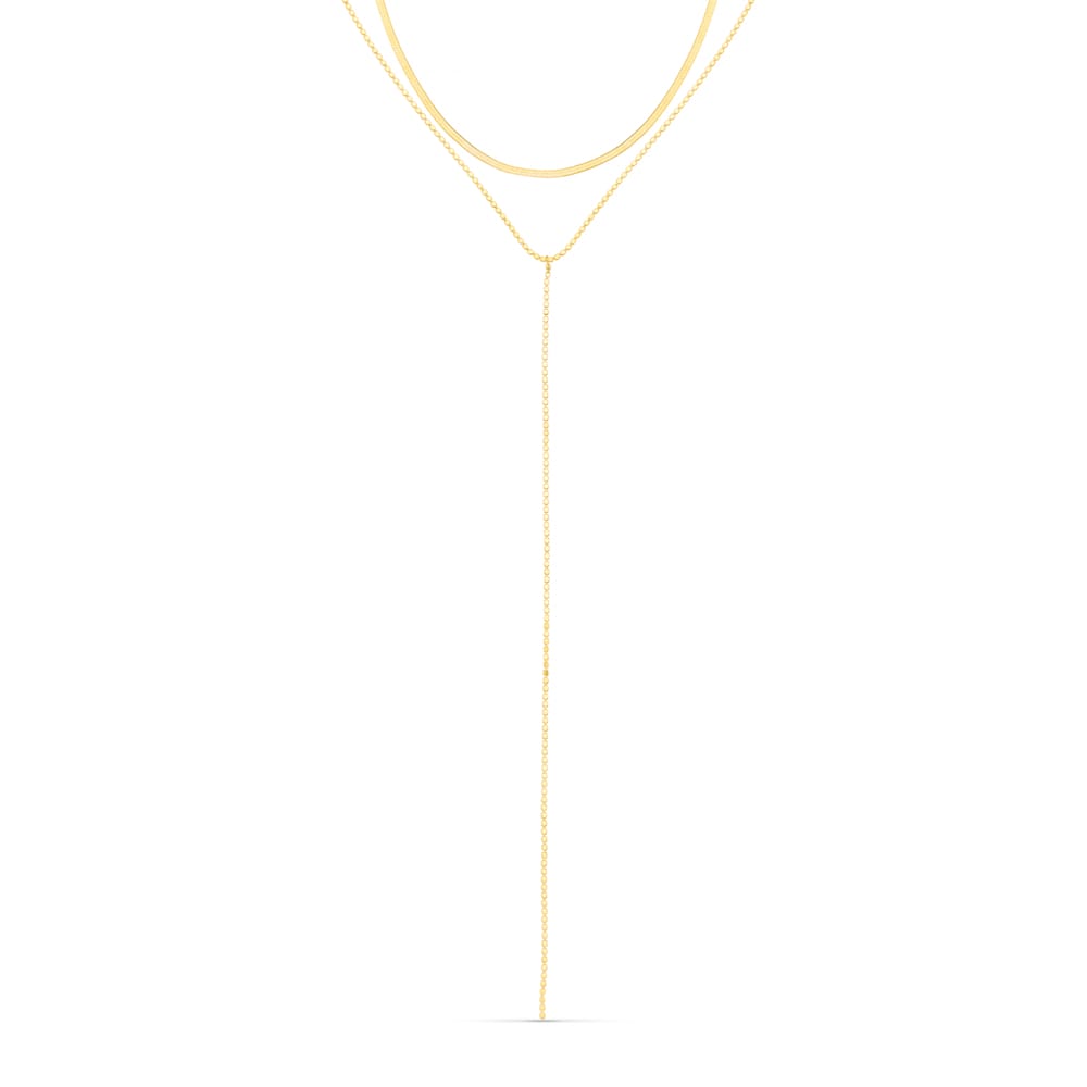 Lariat Necklace Default Snake & Beaded Chain Lariat 2-Row Necklace Orelia Jewellery