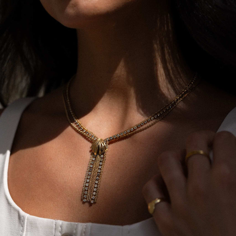 Lariat Necklace Vintage Shell & Tassel Chain Necklace Orelia Jewellery