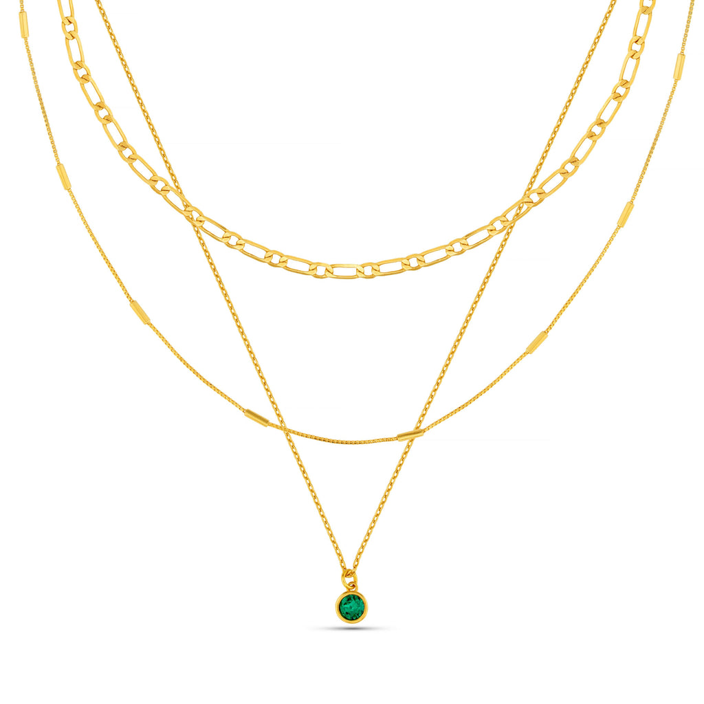 Emerald 3 Row Necklace Made Swarovski® Crystals