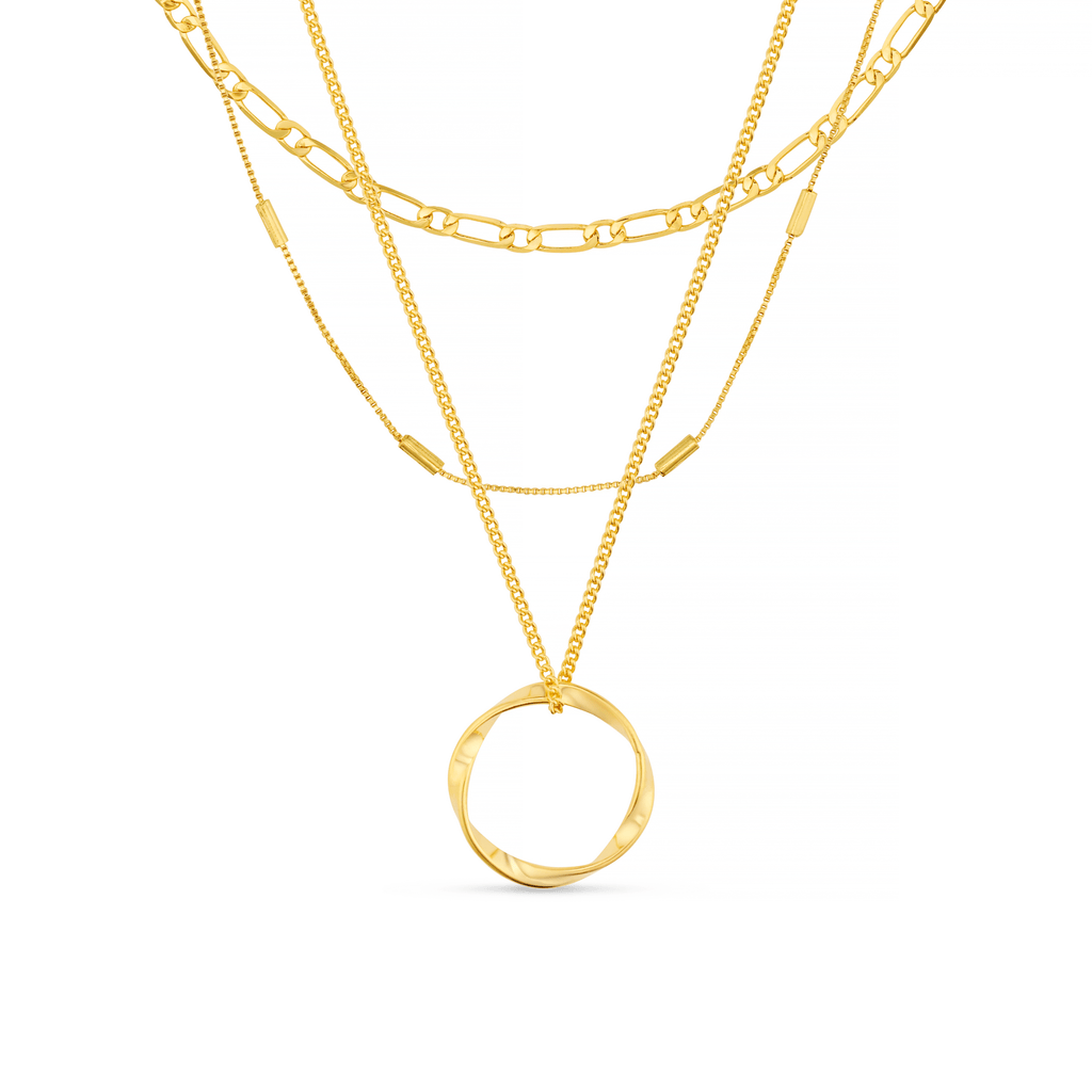 Open Circle Three Row Necklace