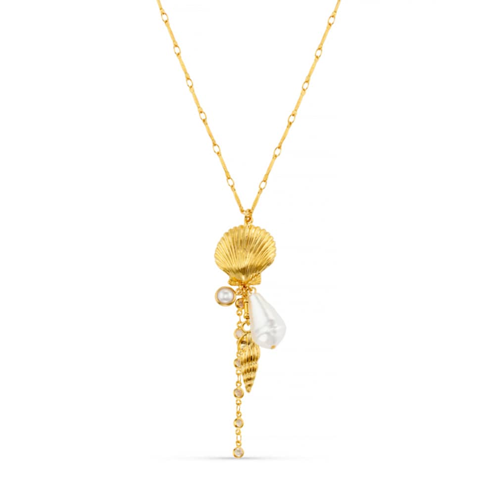 Long Necklace Default Statement Shell & Pearl Cascading Statement Necklace Orelia Jewellery