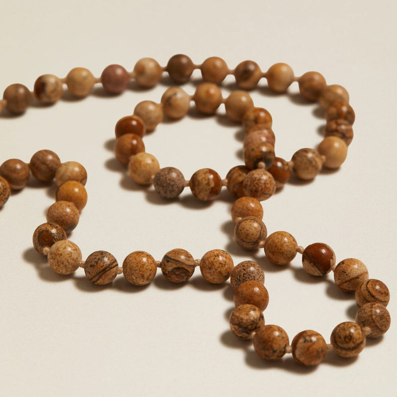 Long Necklace Default Vintage Semi-Precious Jasper Beaded Necklace Orelia Jewellery