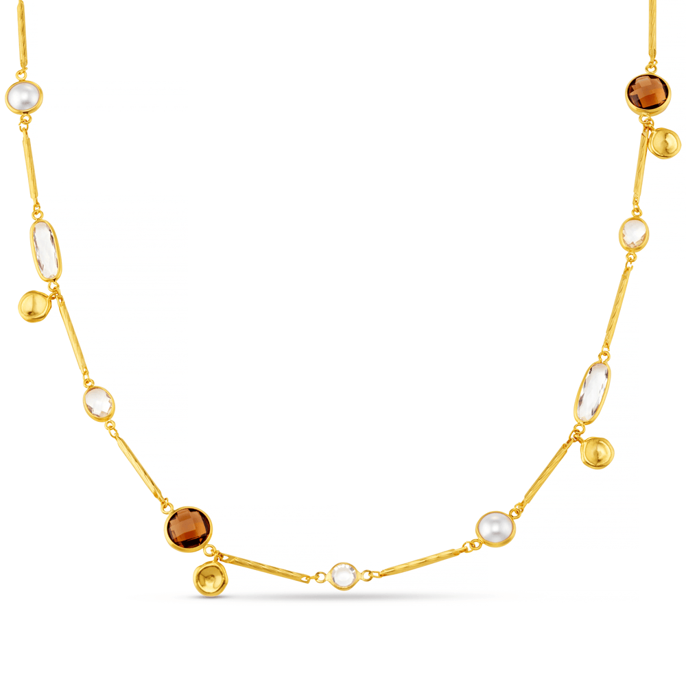 Long Necklace Mixed Bead & Coin Long Link Necklace Orelia Jewellery