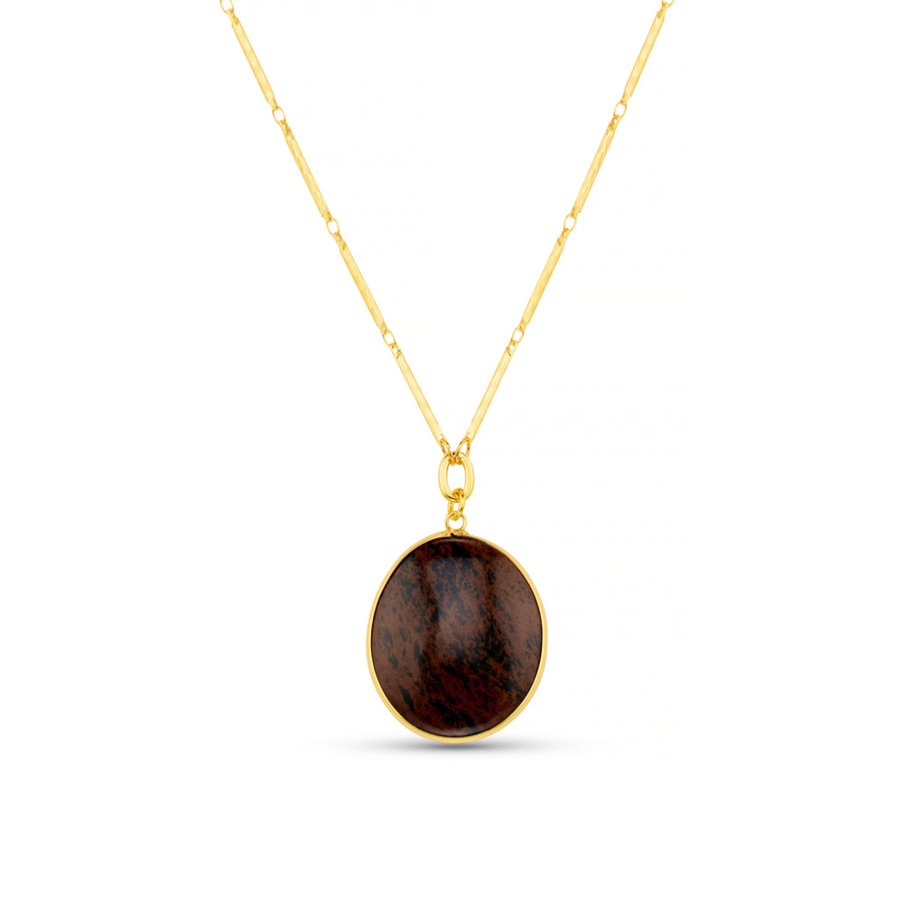 Long Necklace Semi-Precious Obsidian Pendant Necklace Orelia Jewellery