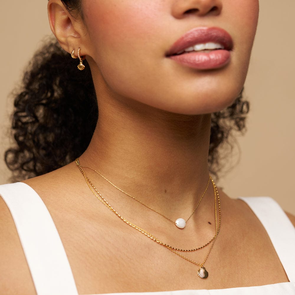 Micro Hoop Default Pearl & Shell Micro Hoop Earrings Orelia Jewellery