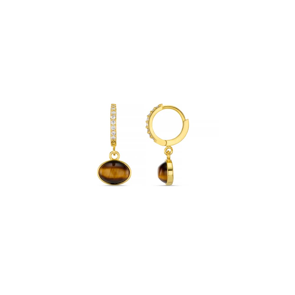 Micro Hoop Default Semi-Precious Tiger’s Eye Pavé Micro Hoops Orelia Jewellery