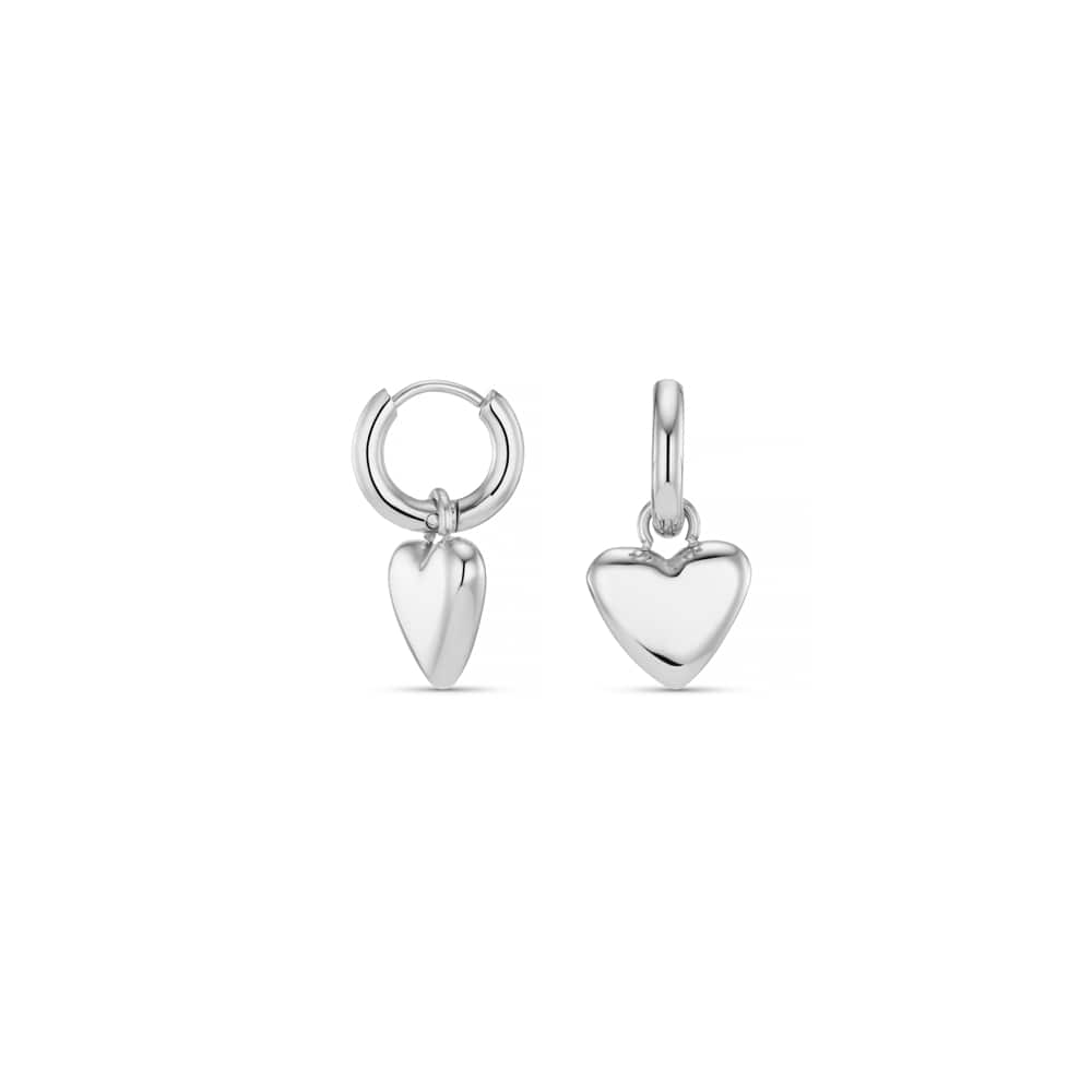 Micro Hoop LUXE Heart Charm Micro Hoop Earrings - Silver Orelia Jewellery