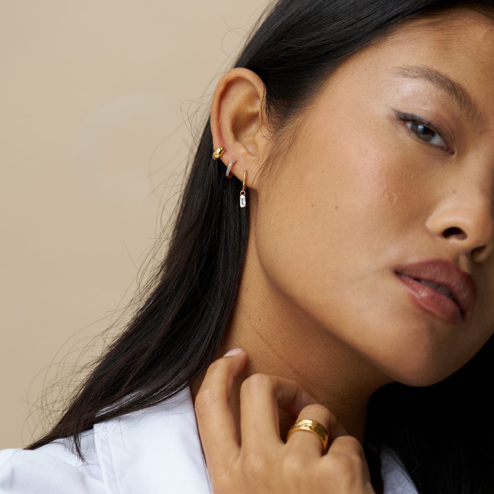 Micro Hoop ONE Crystal Baguette Micro Hoop Earrings Orelia Jewellery
