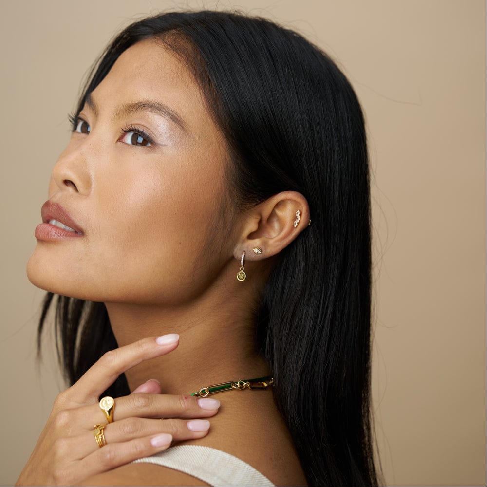 Micro Hoop ONE Happy Face Pavé Micro Hoop Earrings Orelia Jewellery