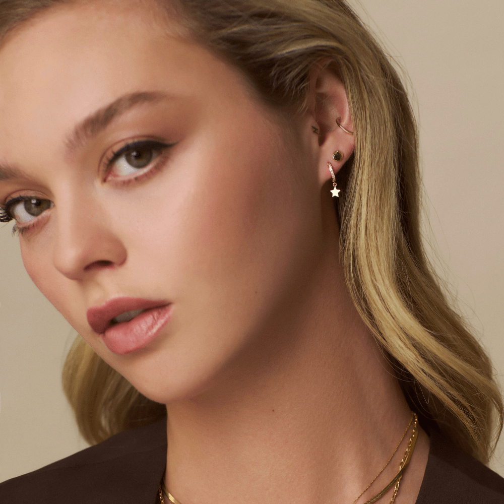 Micro Hoop Pavé Mini Micro Star Drop Hoop Earrings Orelia Jewellery