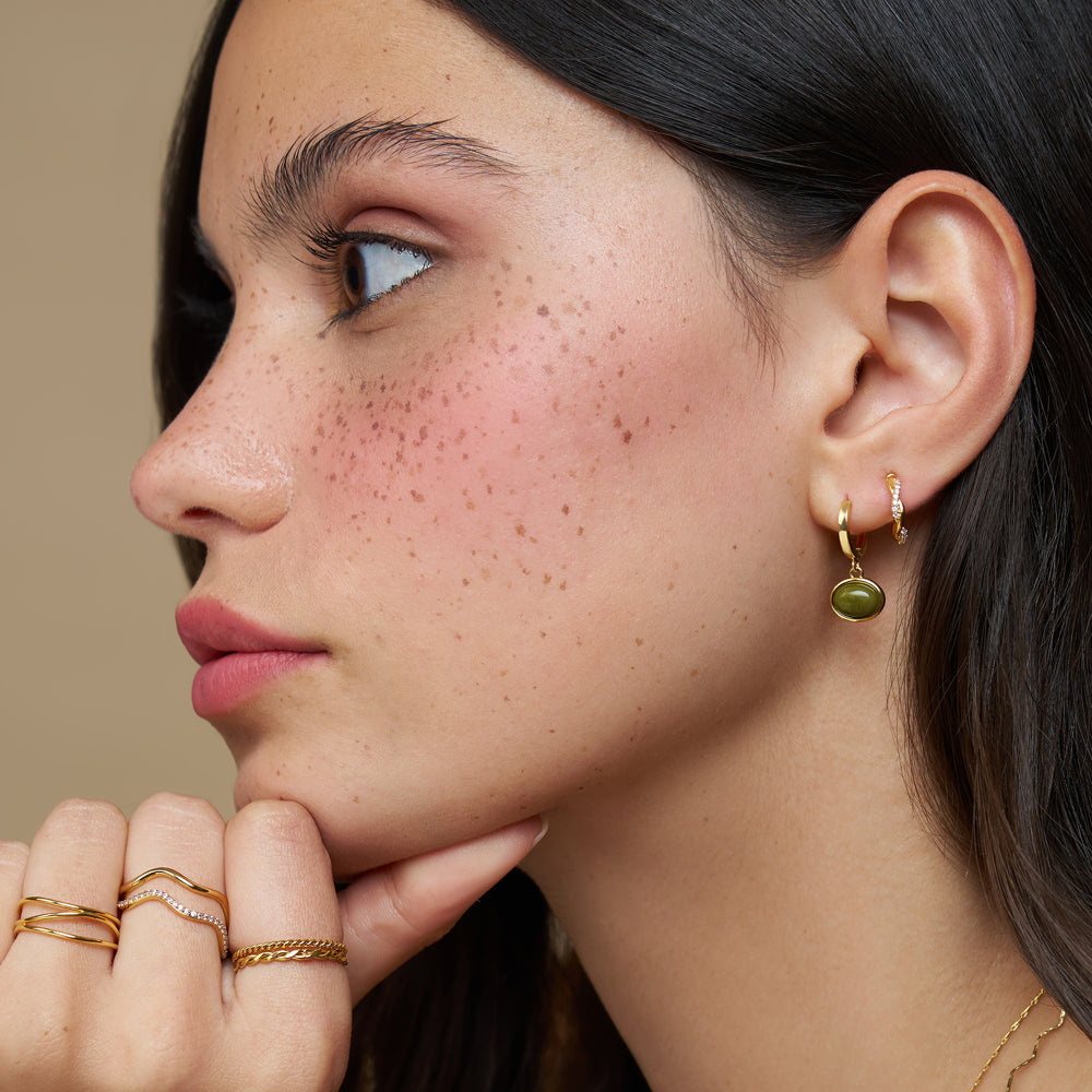 Micro Hoop Semi-Precious Green Jade Micro Hoop Earrings Orelia Jewellery