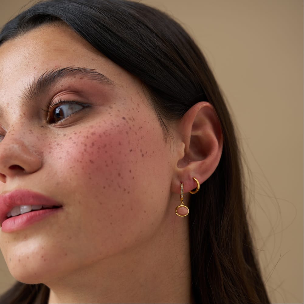 Micro Hoop Semi-Precious Pink Jade Pavé Micro Hoop Earrings Orelia Jewellery