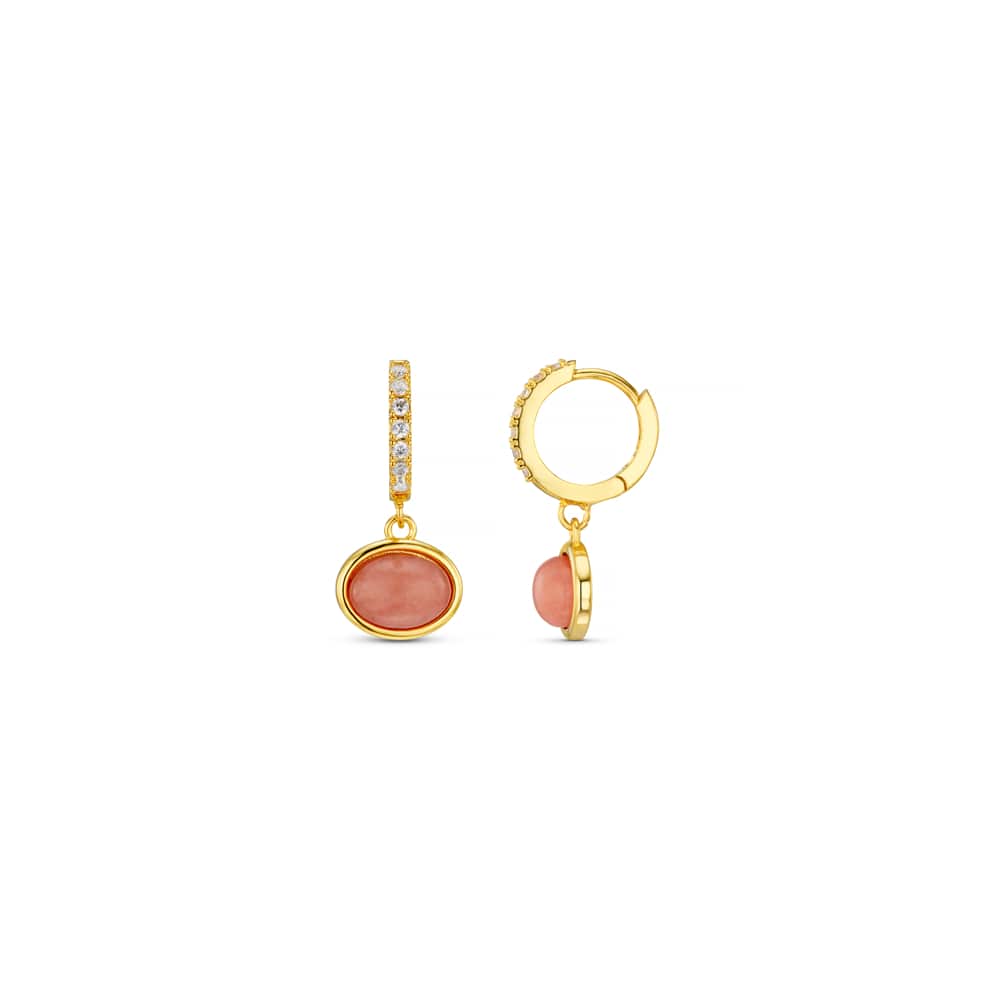 Micro Hoop Semi-Precious Pink Jade Pavé Micro Hoop Earrings Orelia Jewellery