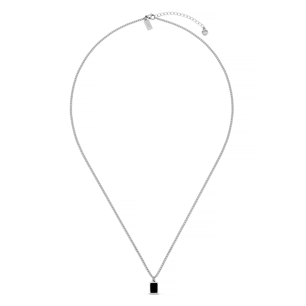 Mid - length Necklace Black Agate Tag Chain Necklace Orelia Jewellery