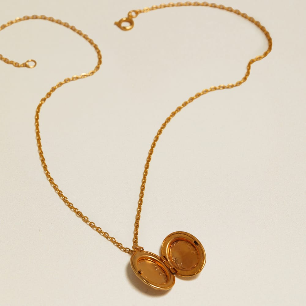 Mid-Length Necklace Vintage Etched Mirror Locket Necklace Orelia Jewellery