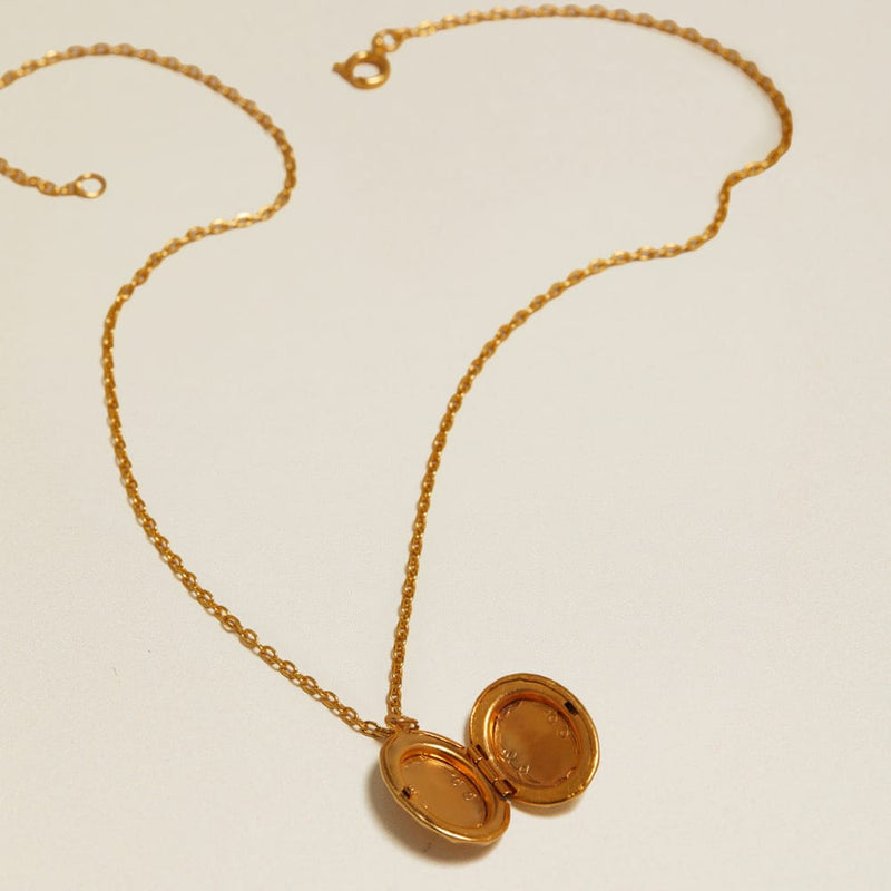 Mid-Length Necklace Vintage Etched Mirror Locket Necklace Orelia Jewellery