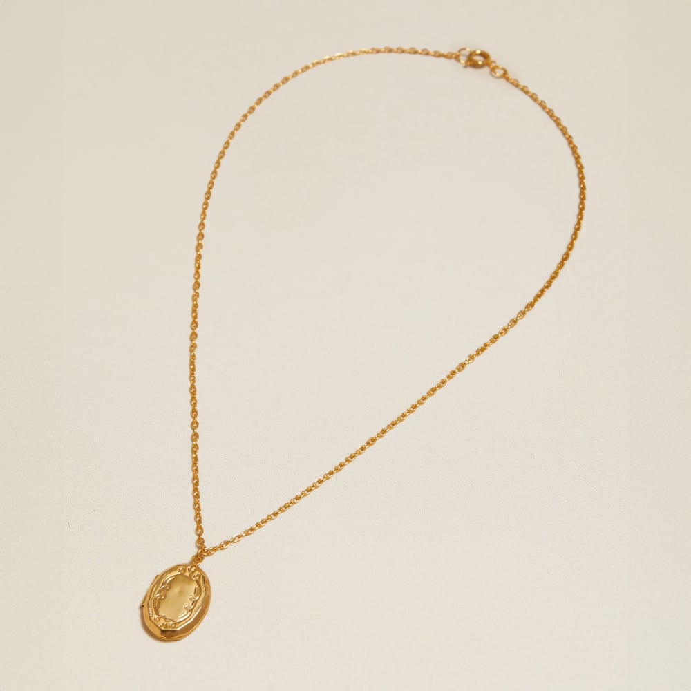 Mid-Length Necklace Vintage Etched Mirror Locket Necklace Orelia Jewellery