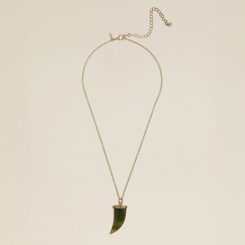 Mid-Length Necklace Vintage Green Agate Tusk Necklace Orelia Jewellery