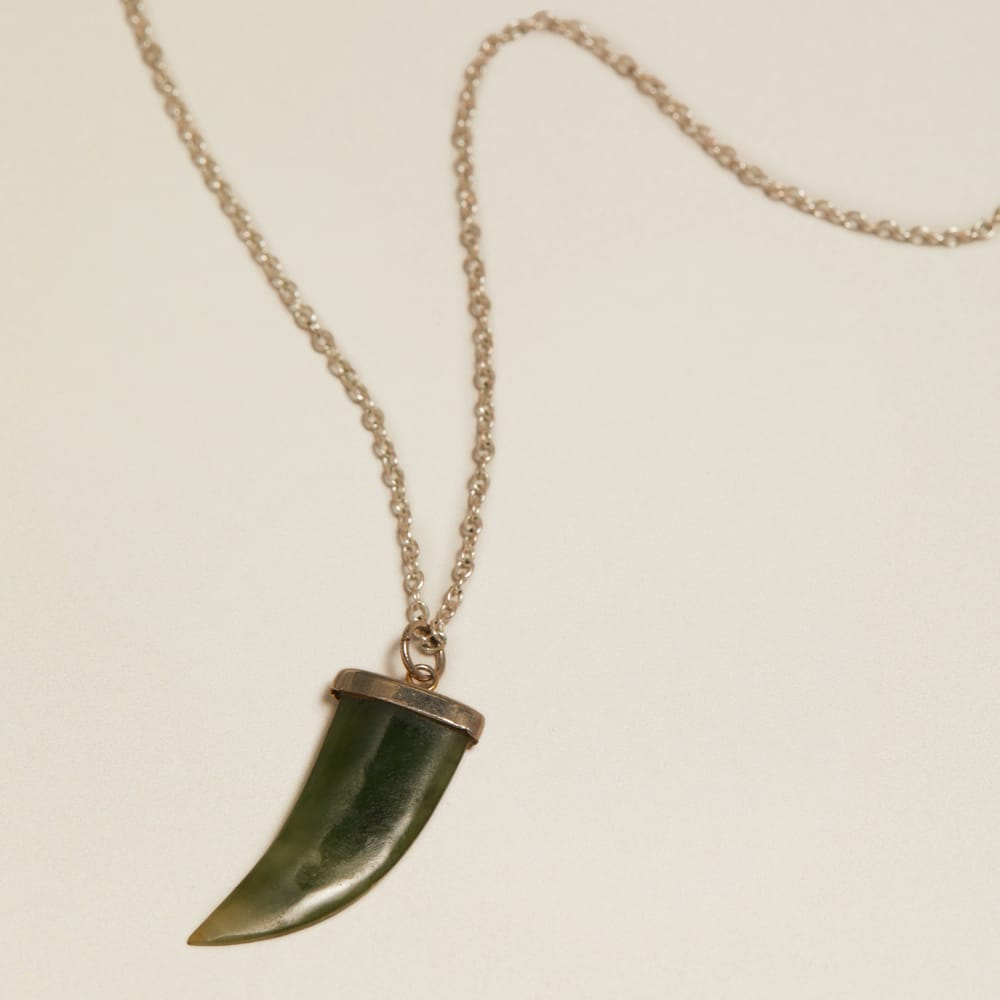 Mid-Length Necklace Vintage Green Agate Tusk Necklace Orelia Jewellery