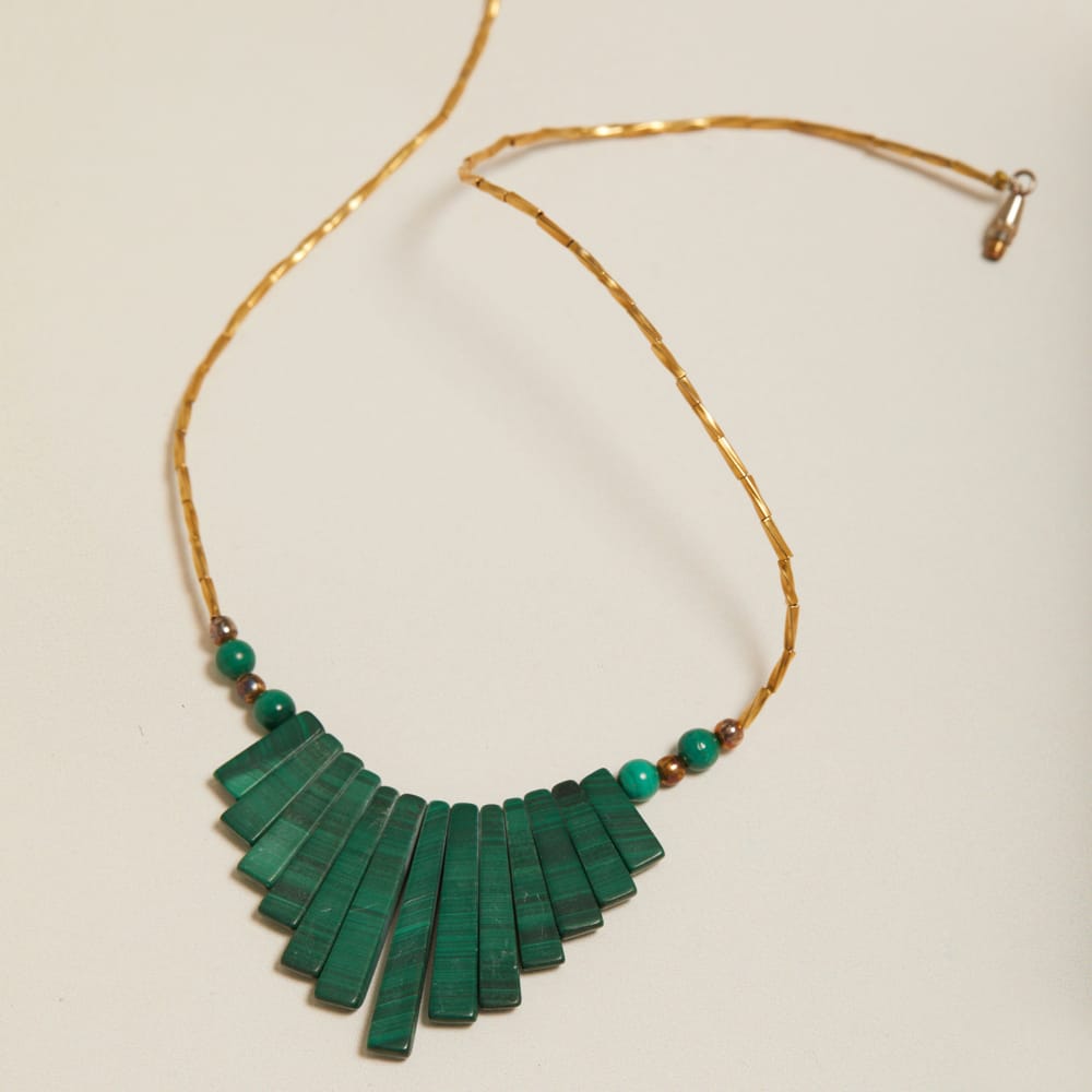 Mid-Length Necklace Vintage Statement Malachite Collar Necklace Orelia Jewellery