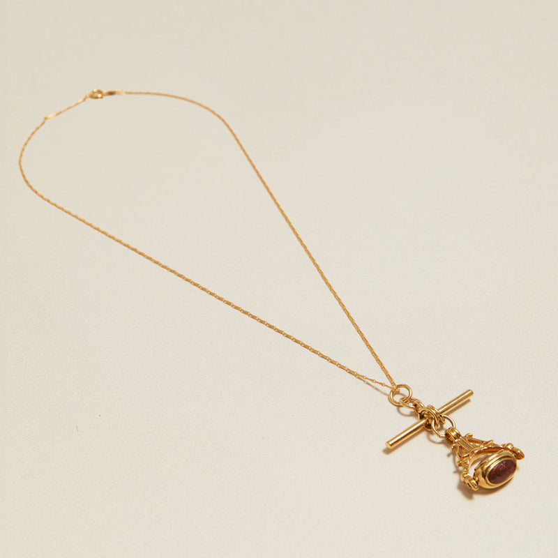 Mid-Length Necklace Vintage T-Bar & Stone Spinner Necklace Orelia Jewellery