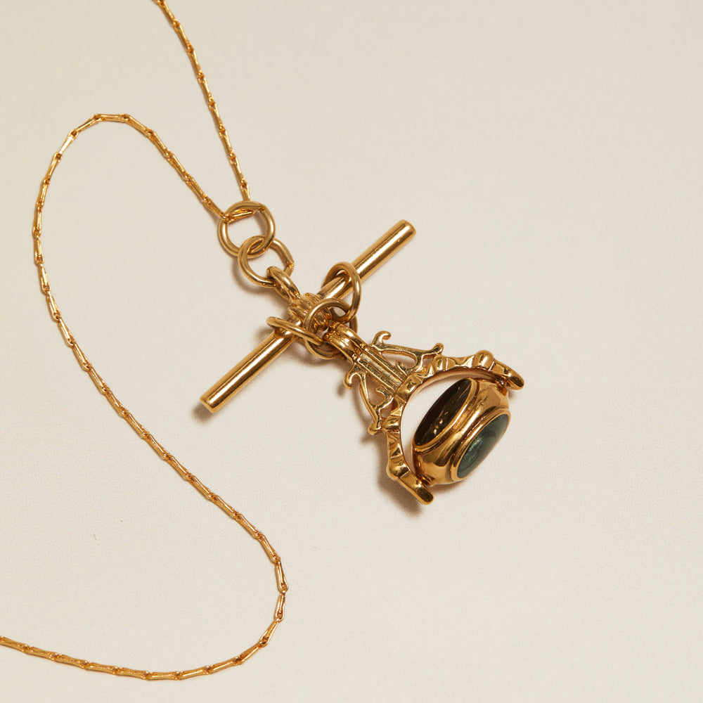 Mid-Length Necklace Vintage T-Bar & Stone Spinner Necklace Orelia Jewellery
