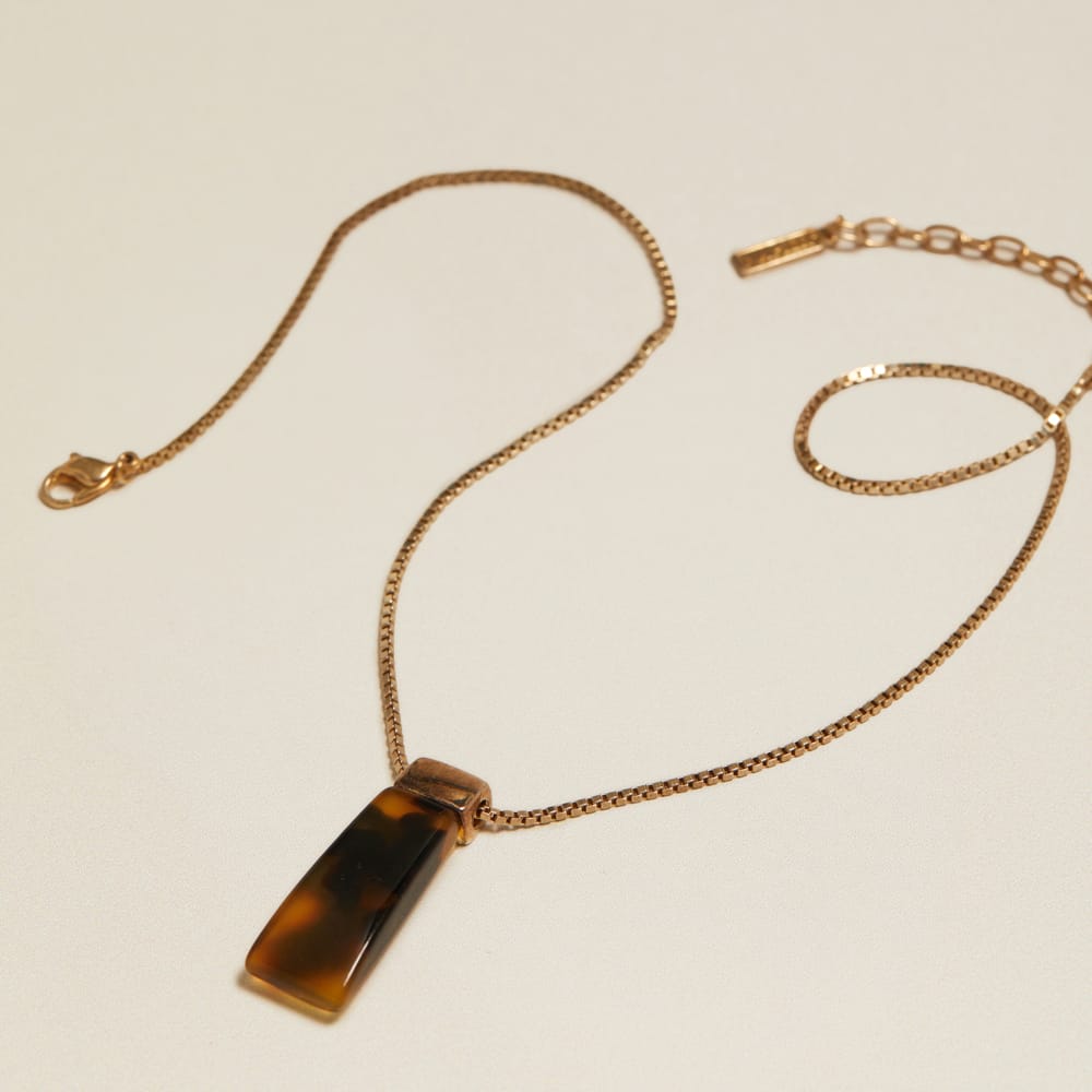 Mid-Length Necklace Vintage Tortoiseshell Bar Pendant Necklace Orelia Jewellery