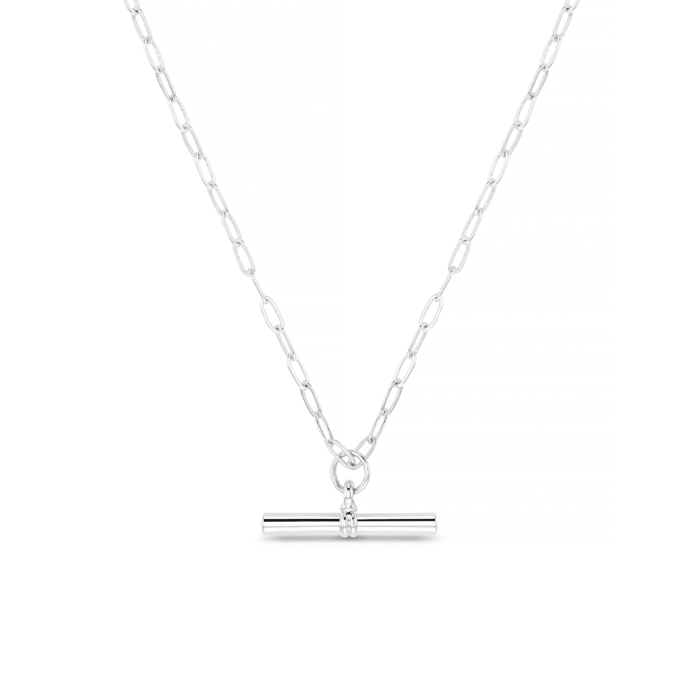 Mid Length Necklaces Chunky T-Bar Mid Length Necklace - Silver Orelia Jewellery