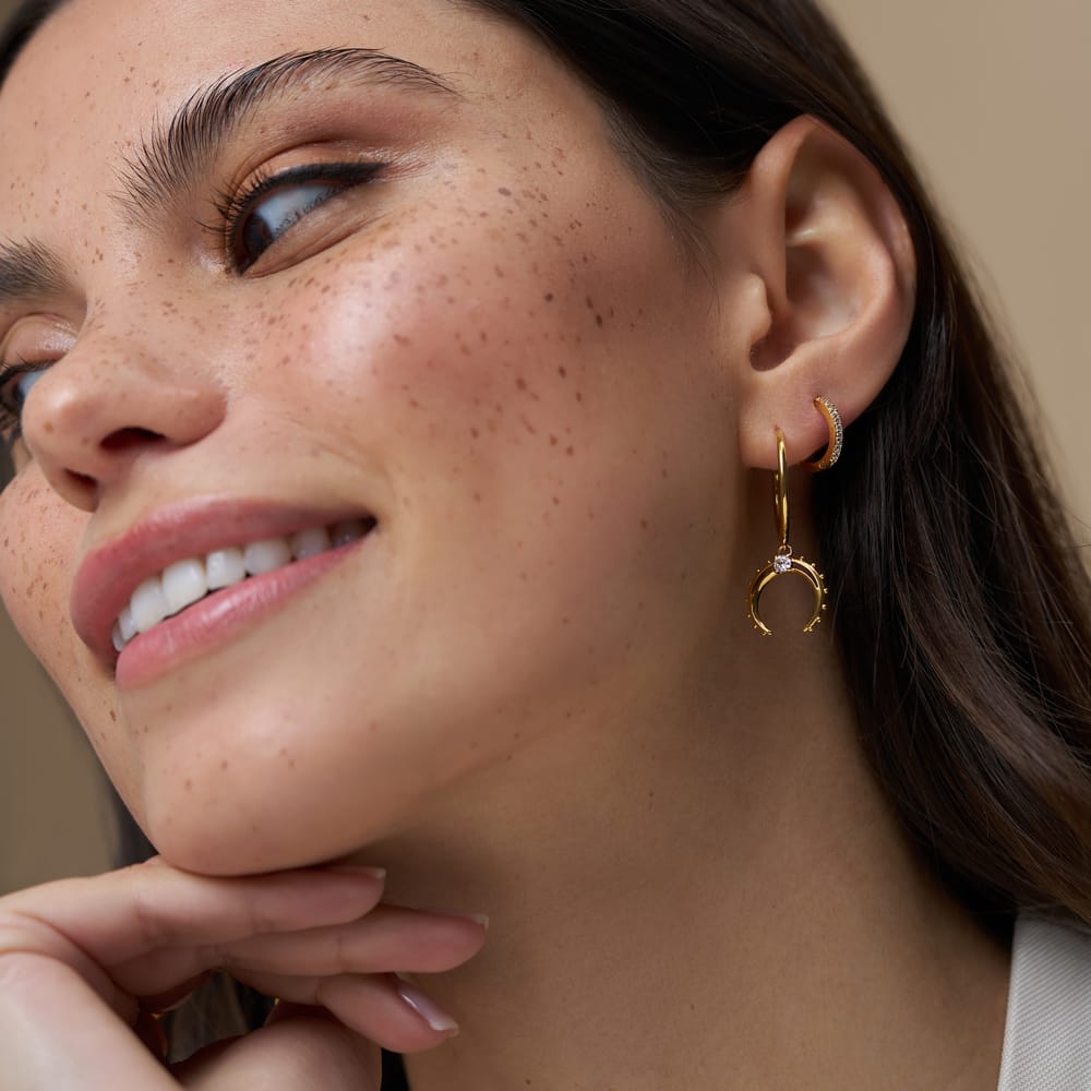 Mid-Size Hoop Default Desert Moon Horseshoe Hoop Earrings Orelia Jewellery