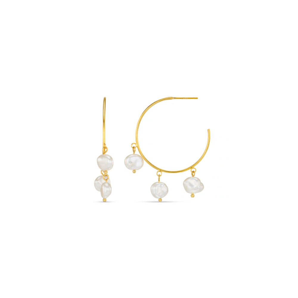 Mid-Size Hoop Default Fine Pearl Shaker Hoop Earrings Orelia Jewellery