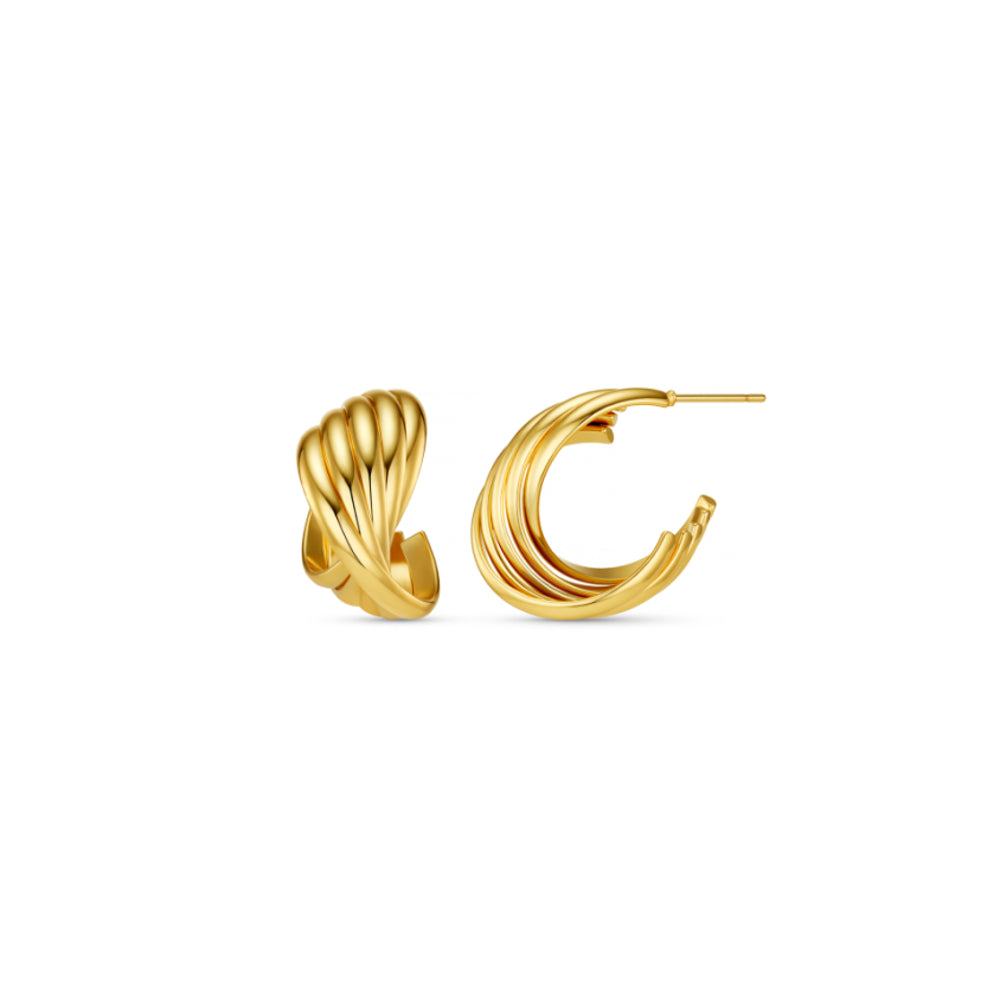 Mid-Size Hoop Default Interlocking Twist Hoop Earrings Orelia Jewellery