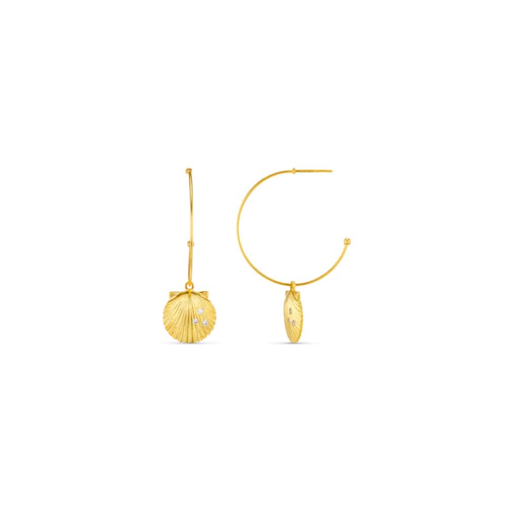 Mid-Size Hoop Default Pavé Shell Fine Hoop Earrings Orelia Jewellery