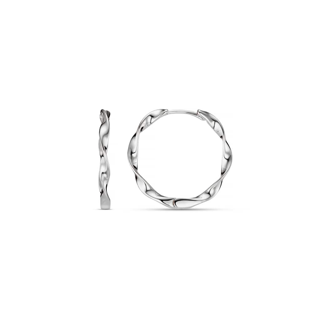 Mid-Size Hoop Default Ribbon Mid-Size Hoop Earrings - Silver Orelia Jewellery