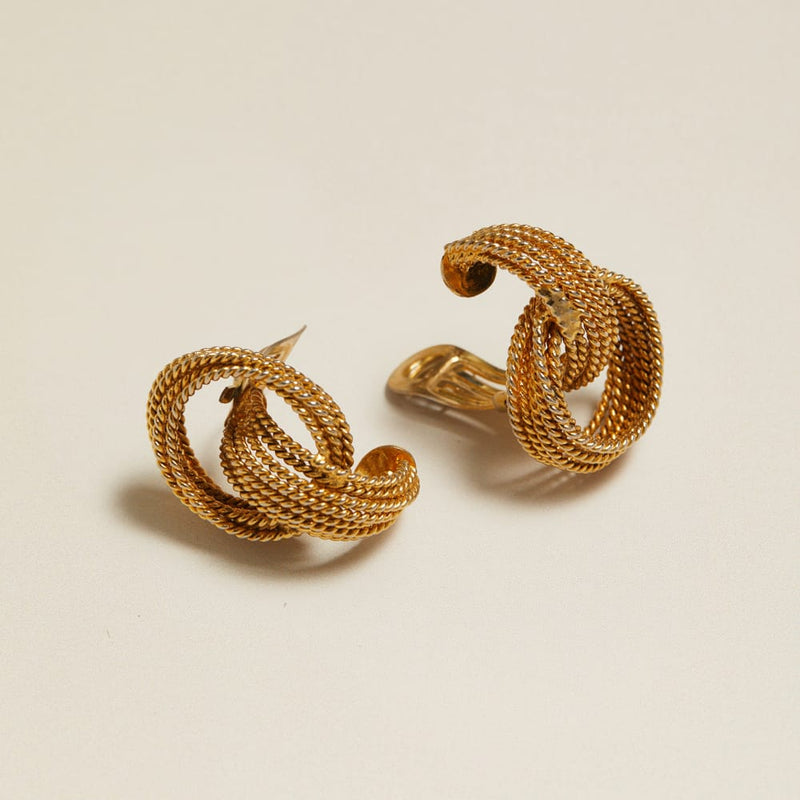 Mid-Size Hoop Default Vintage Interlocking Twisted Rope Clip-On Earrings Orelia Jewellery