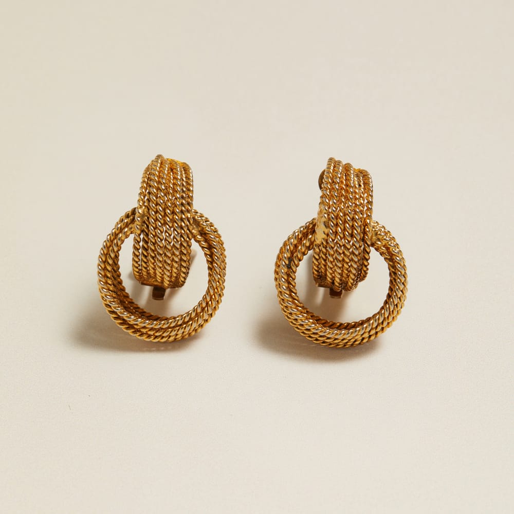 Mid-Size Hoop Default Vintage Interlocking Twisted Rope Clip-On Earrings Orelia Jewellery