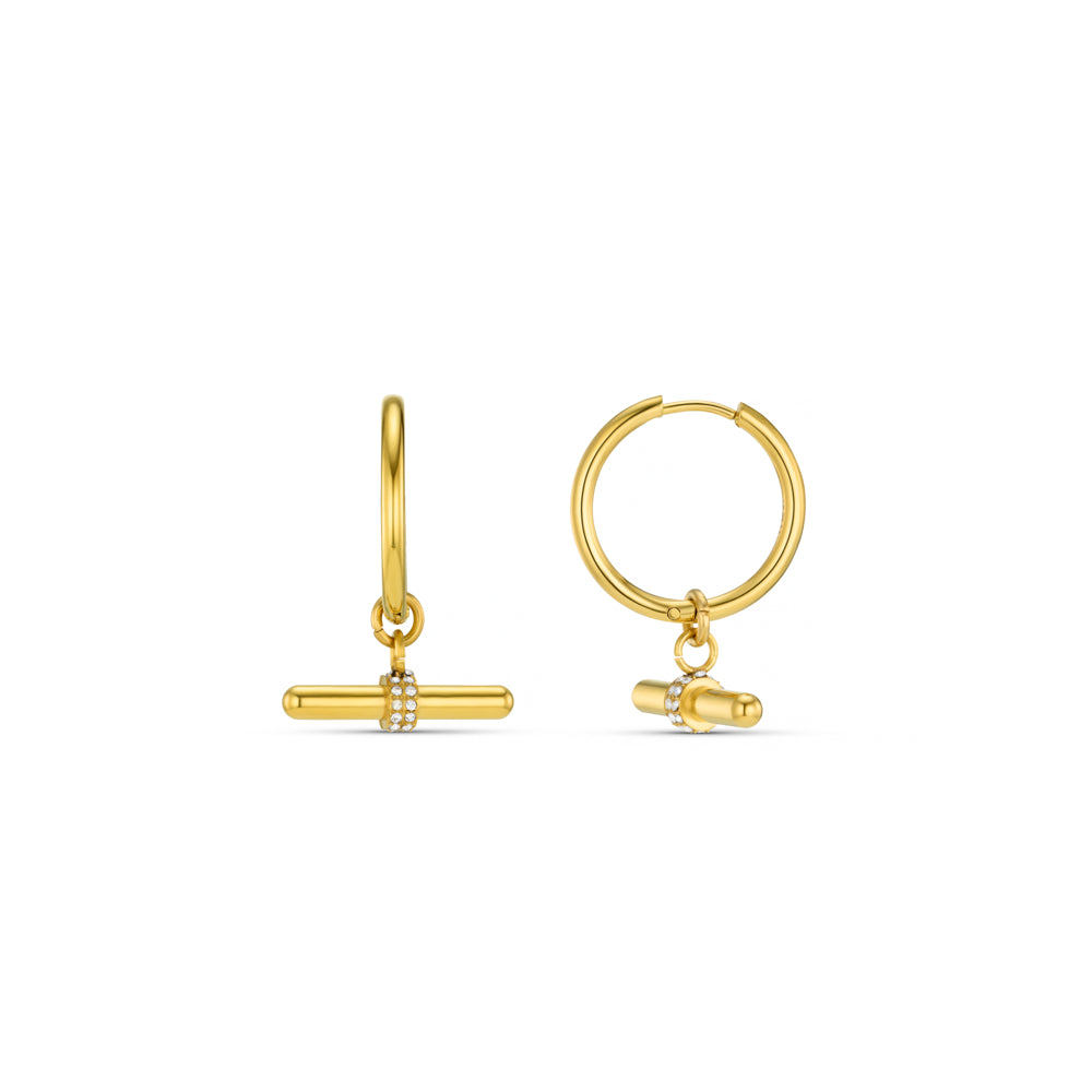 Mid-Size Hoop LUXE Pavé T-Bar Mid-Size Hoop Earrings Orelia Jewellery