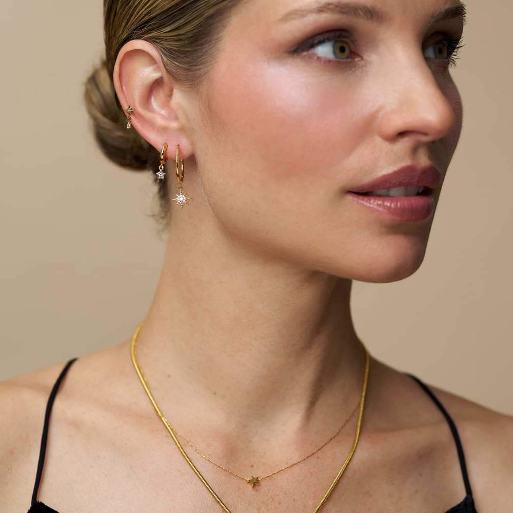 Mid-Size Hoop Pavé Starburst Mid-Size Hoop Earrings Orelia Jewellery