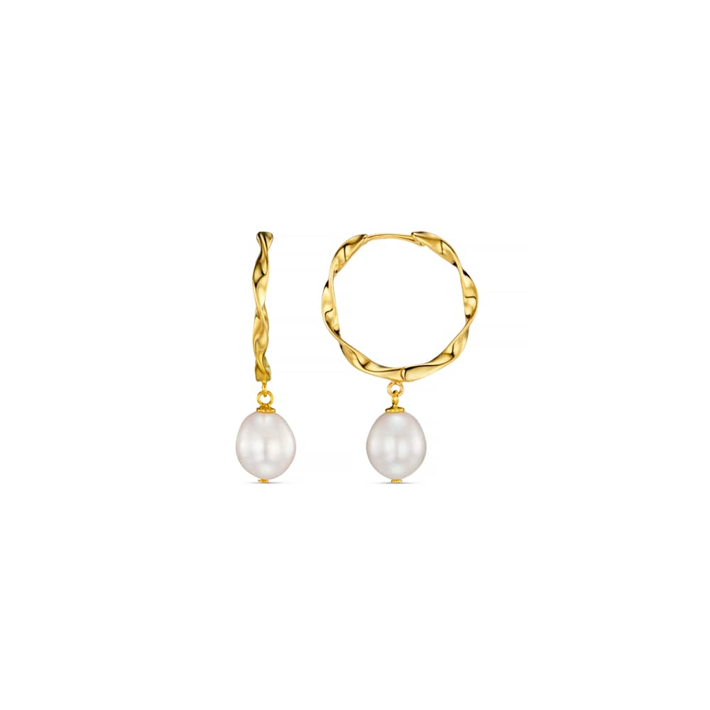 Mid-Size Hoop Ribbon & Pearl Mid-Size Hoop Earrings Orelia Jewellery