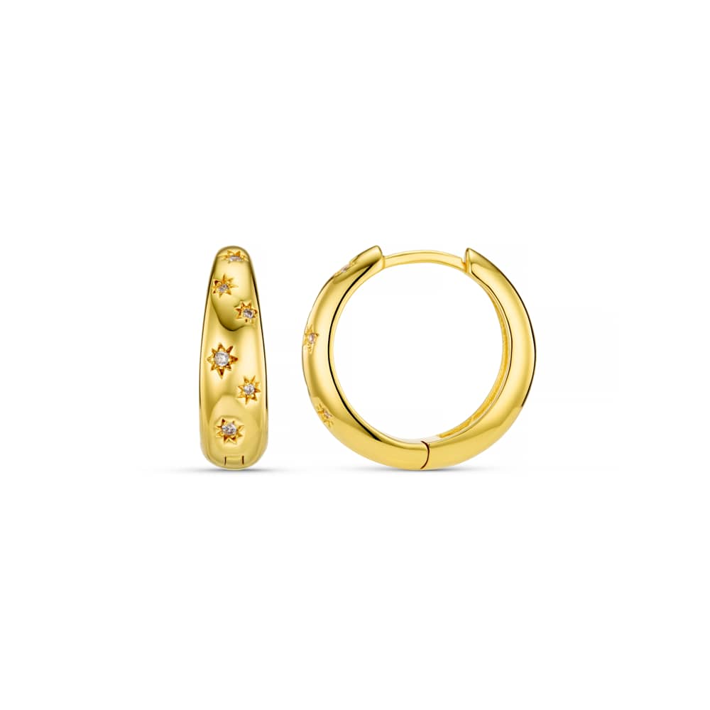 Mid-Size Hoop Starburst Tapered Mid-Size Hoop Earrings Orelia Jewellery