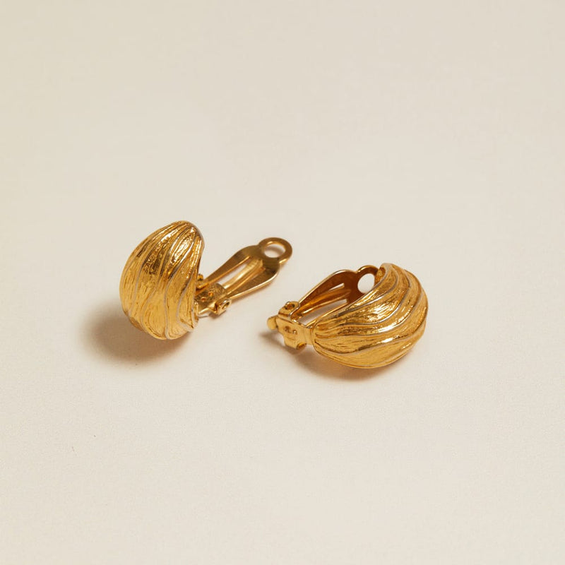 Mid-Size Hoop Vintage Textured Dome Clip-On Earrings Orelia Jewellery