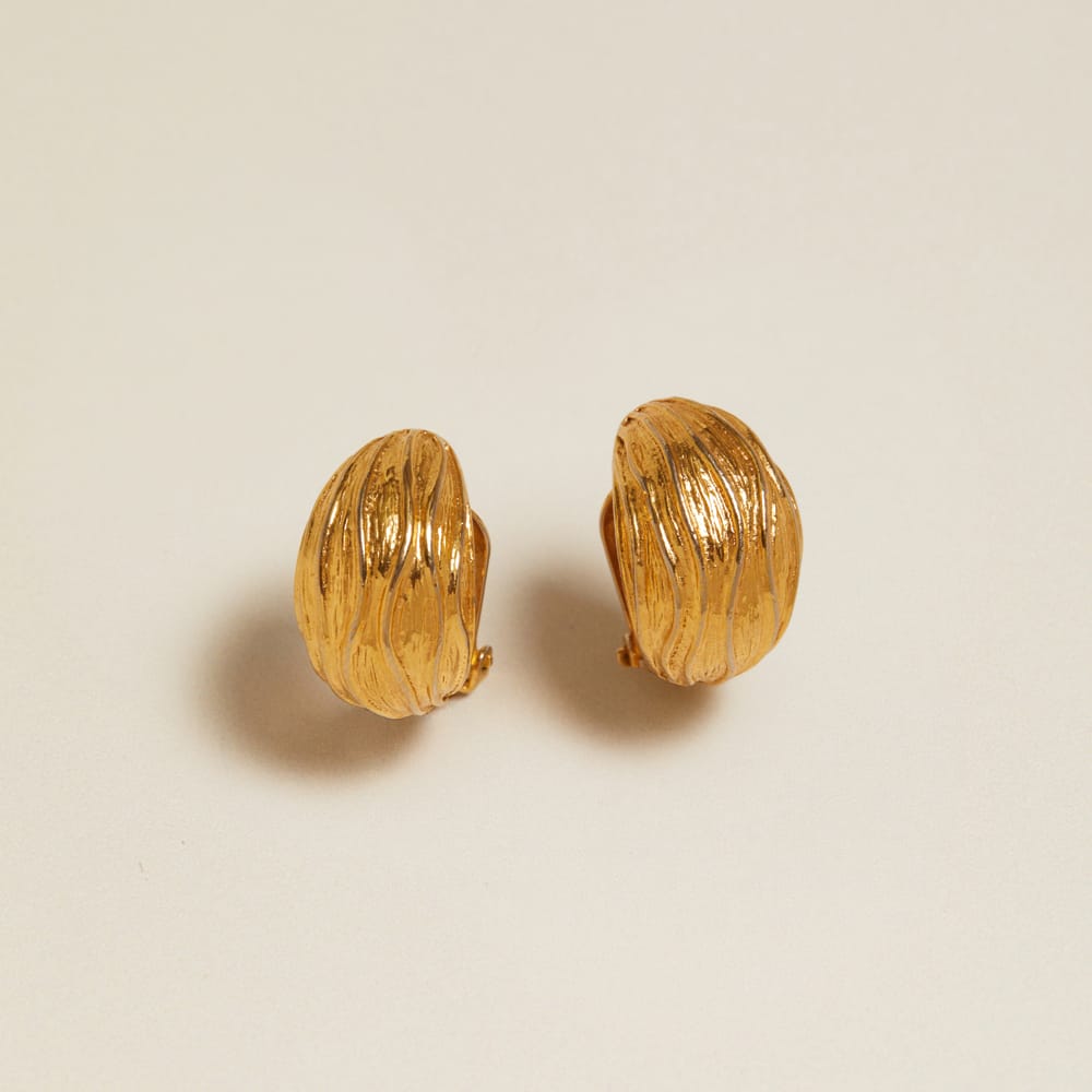 Mid-Size Hoop Vintage Textured Dome Clip-On Earrings Orelia Jewellery
